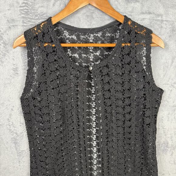 Women’s Long Line Cardigan Crochet Open Knit Lace Witchy Whimsigoth Fairy Grunge - Picture 2 of 7